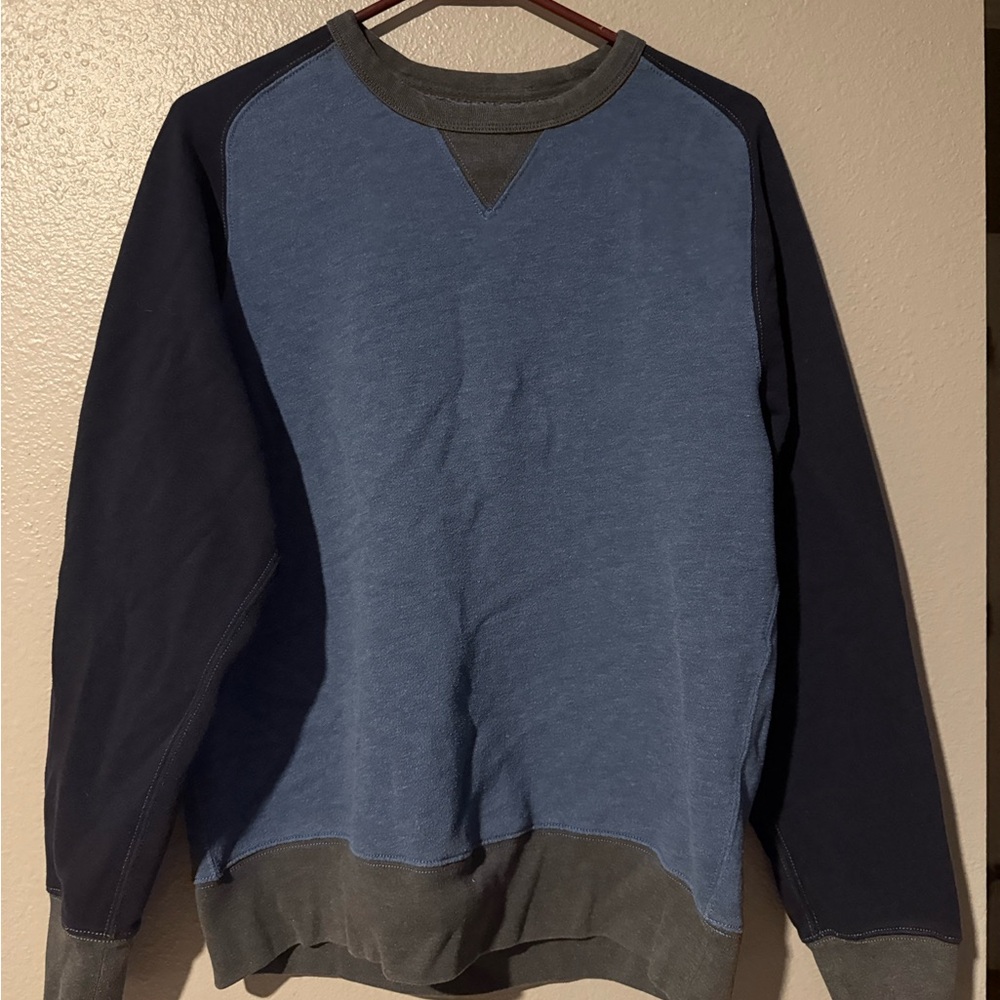 J. Crew Men's Blue and Charcoal Crewneck Sweater